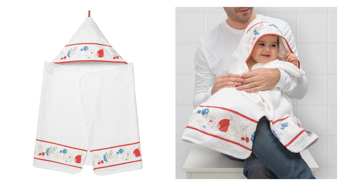 РЁДХАКЕ Полотенце с капюшоном, орнамент «кролики/черника»